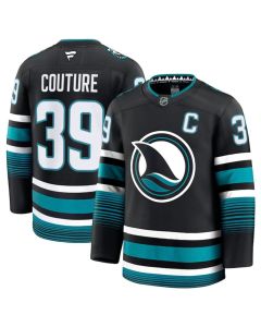 Men's San Jose Sharks #39 Logan Couture Black 2024-25 Alternate Stitched Hockey Jersey