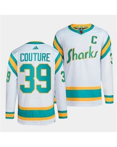 Men's San Jose Sharks #39 Logan Couture White 2022-23 Reverse Retro Stitched Jersey