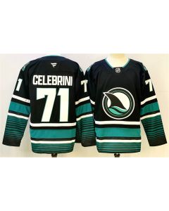 Men's San Jose Sharks #71 Macklin Celebrini Black 2024-25 Alternate Stitched Hockey Premium Jersey