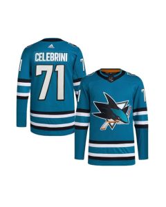 Men's San Jose Sharks #71 Macklin Celebrini Teal 2024 Draft Stitched Jersey