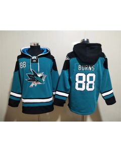 Men's San Jose Sharks #88 Brent Burns Teal Ageless Must-Have Lace-Up Pullover Hoodie