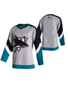 Men's San Jose Sharks Blank Grey 2021 White Reverse Retro Stitched Jersey
