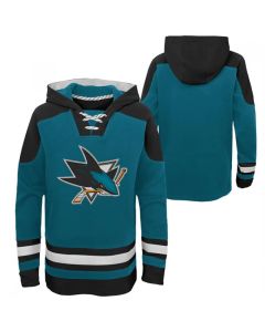 Men's San Jose Sharks Blank Teal Ageless Must-Have Lace-Up Pullover Hoodie