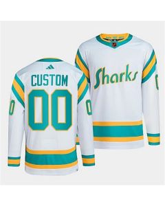 Men's San Jose Sharks Custom White 2022-23 Reverse Retro Stitched Jersey