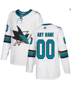 Men's San Jose Sharks White Custom Name Number Size NHL Stitched Jersey