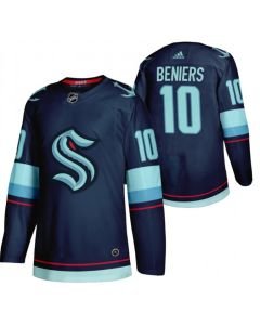 Men's Seattle Kraken #10 Matty Beniers Navy Stitched Jersey