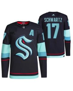 Men's Seattle Kraken #17 Jaden Schwartz Navy Stitched Jersey