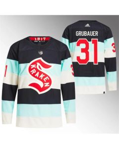 Men's Seattle Kraken #31 Philipp Grubauer 2024 Deep Sea Blue Winter Classic Stitched Jersey