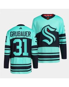 Men's Seattle Kraken #31 Philipp Grubauer Ice Blue 2022-23 Reverse Retro Stitched Jersey