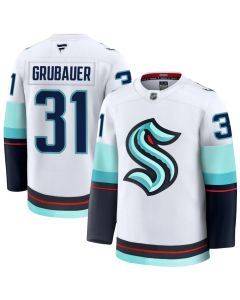 Men's Seattle Kraken #31 Philipp Grubauer White Away Premium Jersey