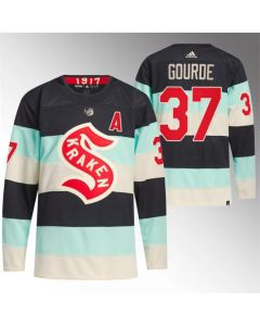 Men's Seattle Kraken #37 Yanni Gourde 2024 Deep Sea Blue Winter Classic Stitched Jersey