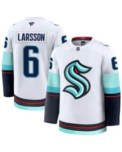 Men's Seattle Kraken #6 Adam Larsson White Away Premium Jersey