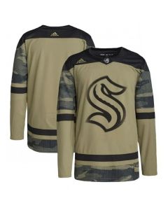 Men's Seattle Kraken Blank Olive Salute To Service Stitched Jersey