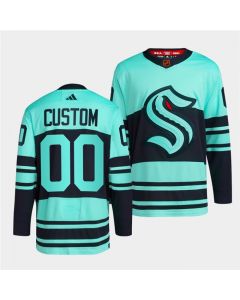 Men's Seattle Kraken Custom Ice Blue 2022-23 Reverse Retro Stitched Jersey