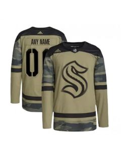 Men's Seattle Kraken Custom Olive Salute To Service Stitched Jersey