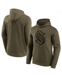 Men's Seattle Kraken Khaki Iconic Preferred Logo Graphic Hoodie