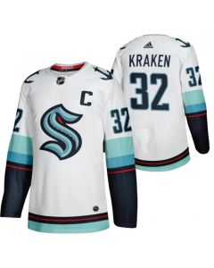Men's Seattle Kraken Primary Logo #32 White Stitched Jersey