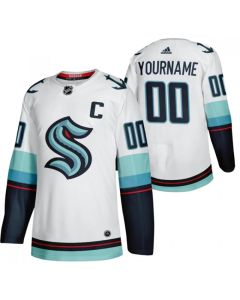 Men's Seattle Kraken Primary Logo Custom White Stitched Jersey