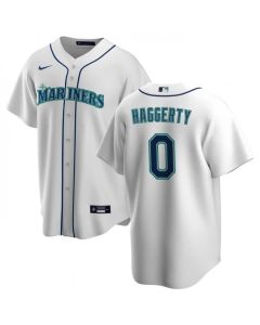 Men's Seattle Mariners #0 Sam Haggerty White Cool Base Stitched jersey