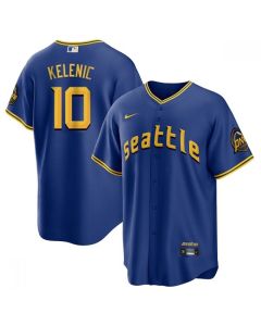 Men's Seattle Mariners #10 Jarred Kelenic Royal 2023 City Connect Cool Base Stitched Baseball Jersey