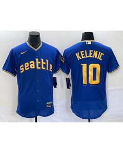 Men's Seattle Mariners #10 Jarred Kelenic Royal 2023 City Connect Flex Base Stitched Jersey