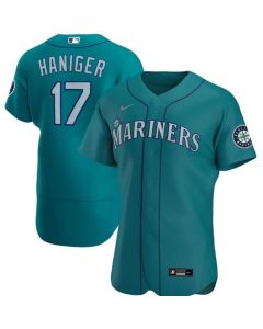 Men's Seattle Mariners #17 Mitch Haniger Aqua Flex Base Stitched jersey