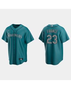 Men's Seattle Mariners #23 Ty France Aqua Cool Base Stitched jersey