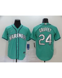 Men's Seattle Mariners #24 Ken Griffey Aqua Cool Base Stitched MLB Jersey
