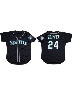 Men's Seattle Mariners #24 Ken Griffey Jr. Black Cool Base Stitched jersey