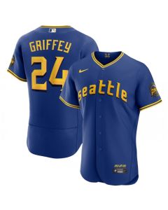 Men's Seattle Mariners #24 Ken Griffey Jr. Royal 2023 City Connect Flex Base Stitched Jersey