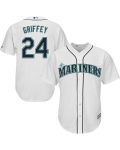 Men's Seattle Mariners #24 Ken Griffey Jr. White Throwback Cooperstown Collection Limited Jersey