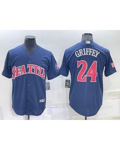 Men's Seattle Mariners #24 Ken Griffey Navy Cool Base Stitched jersey