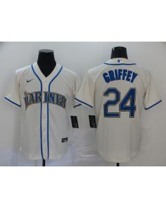 Men's Seattle Mariners #24 Ken Griffey White Cool Base Stitched MLB Jersey (White)