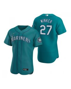 Men's Seattle Mariners #27 Jesse Winker Aqua Flex Base Stitched Jersey