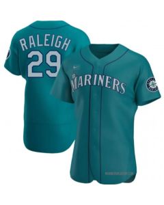 Men's Seattle Mariners #29 Cal Raleigh Aqua Flex Base Stitched Jersey