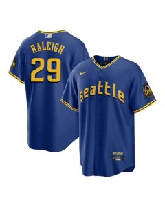 Men's Seattle Mariners #29 Cal Raleigh Blue Home Replica Jersey