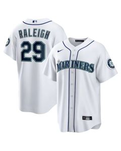 Men's Seattle Mariners #29 Cal Raleigh White Home Replica Jersey (White)