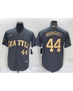 Men's Seattle Mariners #44 Julio Rodriguez 2022 All-Star Charcoal Cool Base Stitched Baseball Jersey