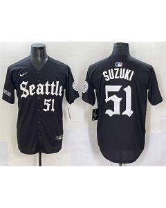 Men's Seattle Mariners #51 Ichiro Suzuki Black "Deep Sea Gothic Edition" Vapor Premier Limited Stitched Baseball Jersey (Black)