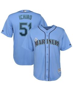 Men's Seattle Mariners #51 ichiro Suzuki Light Blue Cool Base Stitched Baseball Jersey