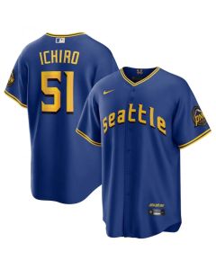 Men's Seattle Mariners #51 ichiro Suzuki Royal 2023 City Connect Cool Base Stitched Baseball Jersey