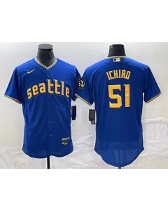 Men's Seattle Mariners #51 ichiro Suzuki Royal 2023 City Connect Flex Base Stitched Jersey