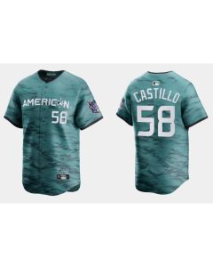 Men's Seattle Mariners #58 Luis Castillo Teal 2023 All-star Cool Base With Patch Stitched Baseball Jersey