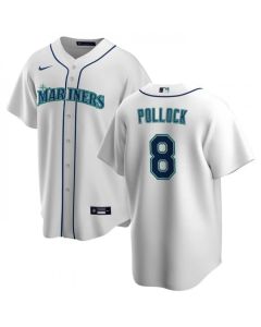 Men's Seattle Mariners #8 AJ Pollock White Cool Base Stitched jersey