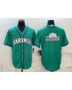 Men's Seattle Mariners Aqua Team Big Logo Cool Base Stitched jersey