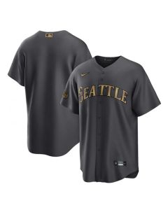 Men's Seattle Mariners Blank 2022 All-Star Charcoal Cool Base Stitched Baseball Jersey