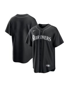 Men's Seattle Mariners Blank Black Lights Out Replica Jersey (Black)