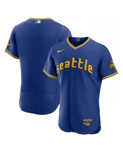 Men's Seattle Mariners Blank Royal 2023 City Connect Flex Base Stitched Jersey