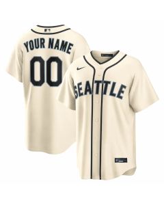 Men's Seattle Mariners Cream Stitched Baseball Custom Jersey