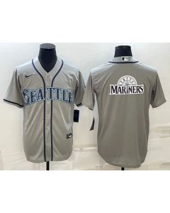 Men's Seattle Mariners Gray Team Big Logo Cool Base Stitched jersey